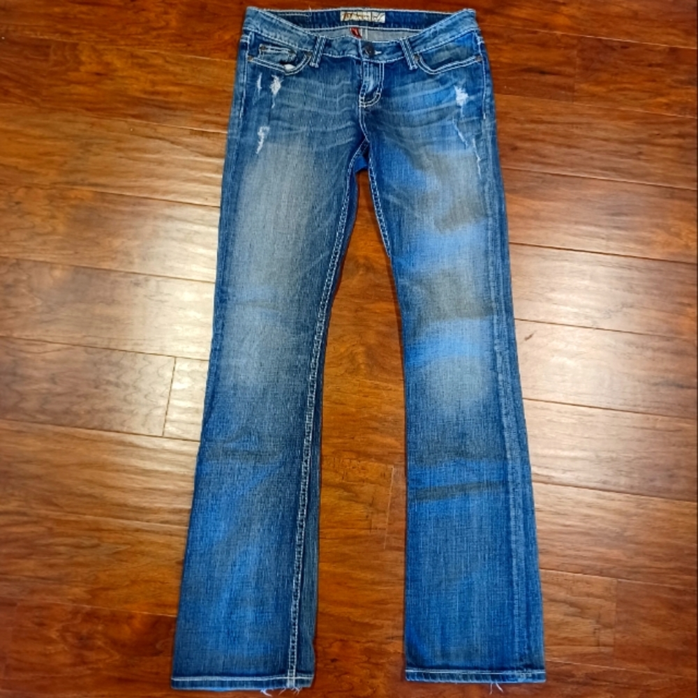 BKE Sabrina Boot stretch distressed blue jeans